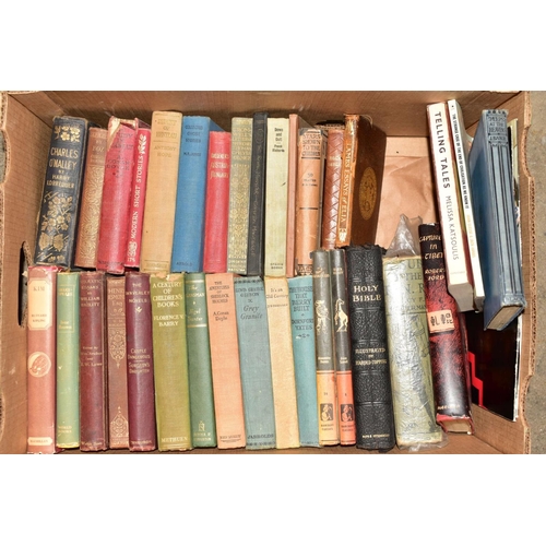 337 - FOUR BOXES OF BOOKS, including Charles Dickens novels, Shakespeare, bibles and a Folio Society Antho... 