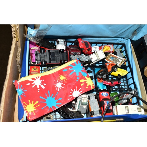 342 - TWO BOXES OF TOYS, ORNAMENT, TWO CASED POKER SETS, BOXED LAWN BOWLS, PENTAX CAMERA, including orname... 