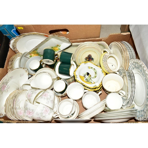 345 - SIX BOXES OF CERAMICS, including Johnson Brothers 'Eternal Beau' dinner wares, Royal Doulton coffee ... 