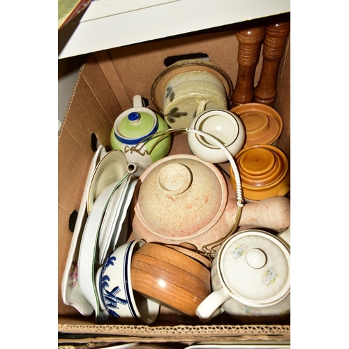 345 - SIX BOXES OF CERAMICS, including Johnson Brothers 'Eternal Beau' dinner wares, Royal Doulton coffee ... 