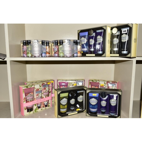 346 - TEN BOXED GIFT SETS, including shower gel, hand cream and body lotion (10)