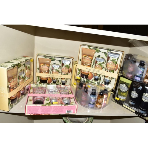 349 - NINE BOXED GIFT SETS, including shower gel, hand cream and lotion (9)