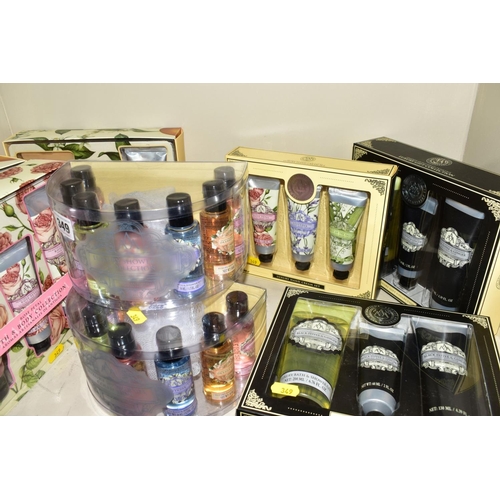 349 - NINE BOXED GIFT SETS, including shower gel, hand cream and lotion (9)