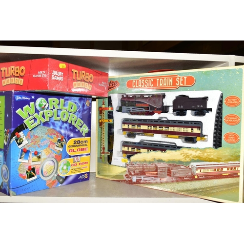 358 - TEN MODERN BOXED GAMES, TOYS AND JIGSAWS, including 'Retro Toys Classic Train Set', Turbo Words boar... 