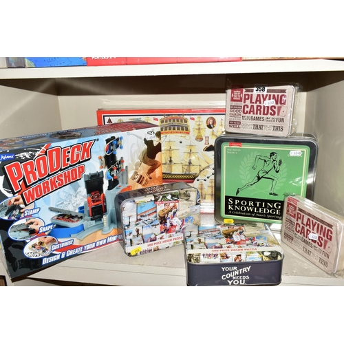 358 - TEN MODERN BOXED GAMES, TOYS AND JIGSAWS, including 'Retro Toys Classic Train Set', Turbo Words boar... 