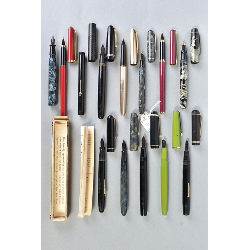 36 - A COLLECTION OF VINTAGE FOUNTAIN PENS including a Mabie Todd Swan Self Filler 3160 in black and 3260... 