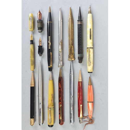 37 - A BAG CONTAINING TWELVE VINTAGE AND MODERN PROPELLING PENCILS including Parker, Onward, Parco, Indis... 