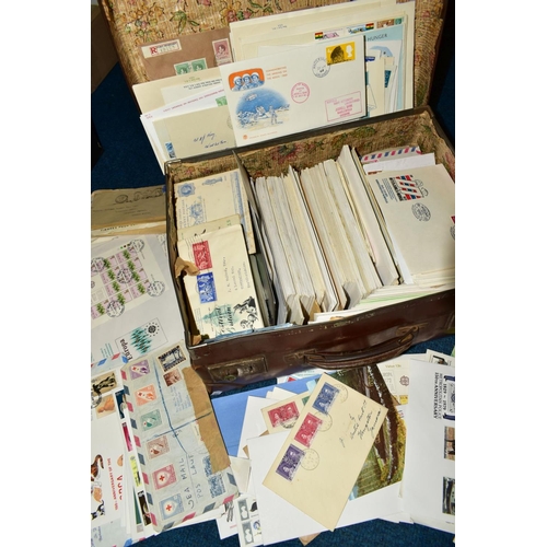 410 - A LARGE COLLECTION OF FIRST DAY COVERS AND COMMERCIAL COVERS in three suitcases and a box, together ... 