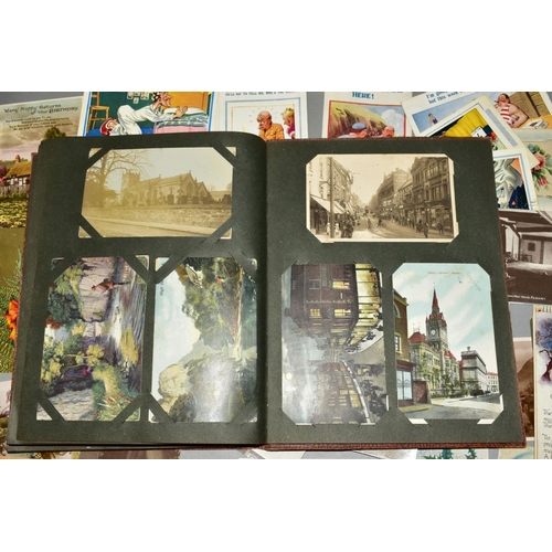 414 - A LARGE COLLECTION OF OVER SEVEN HUNDRED EARLY 20TH CENTURY POSTCARDS IN ONE ALBUM AND ONE BOX inclu... 