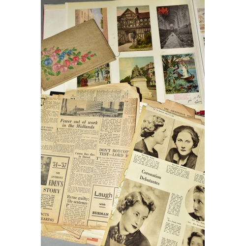 419 - A COLLECTION OF EPHEMERA consisting of an early to mid 20th Century scrapbook containing newspaper c... 