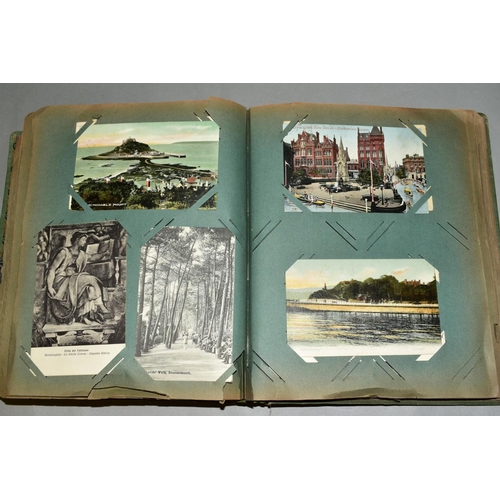 420 - AN EDWARDIAN POSTCARD ALBUM CONTAINING APPROXIMATELY THREE HUNDRED AND THIRTY POSTCARDS from the Bri... 