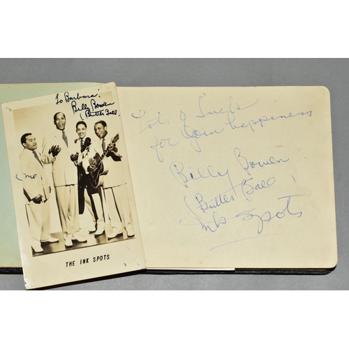 422 - AN AUTOGRAPH ALBUM containing many signatures of well known personalities from showbusiness in the 1... 