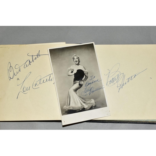 422 - AN AUTOGRAPH ALBUM containing many signatures of well known personalities from showbusiness in the 1... 