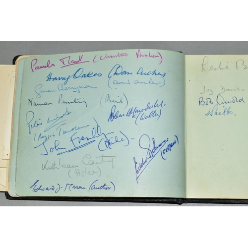 422 - AN AUTOGRAPH ALBUM containing many signatures of well known personalities from showbusiness in the 1... 