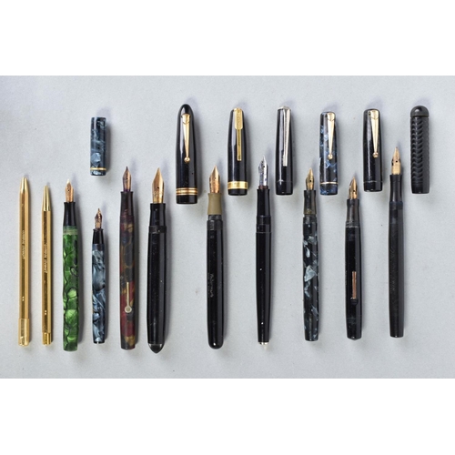 43 - A COLLECTION OF NINE VINTAGE FOUITAIN PENS AND A CONWAY STEWART BALLPOINT AND PENCIL SET, these cons... 