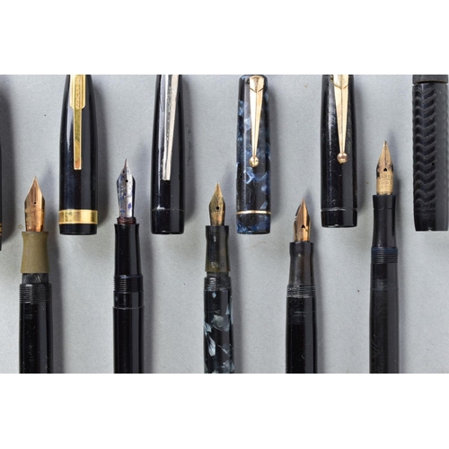 43 - A COLLECTION OF NINE VINTAGE FOUITAIN PENS AND A CONWAY STEWART BALLPOINT AND PENCIL SET, these cons... 