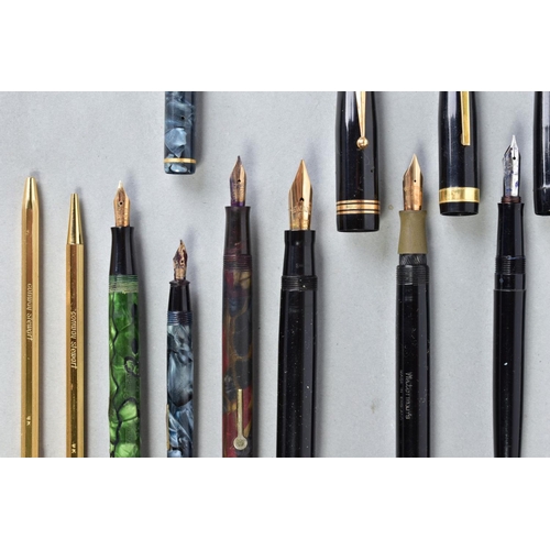 43 - A COLLECTION OF NINE VINTAGE FOUITAIN PENS AND A CONWAY STEWART BALLPOINT AND PENCIL SET, these cons... 