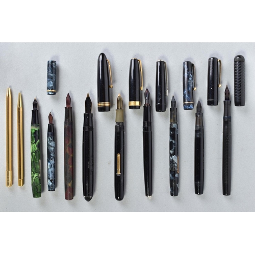 43 - A COLLECTION OF NINE VINTAGE FOUITAIN PENS AND A CONWAY STEWART BALLPOINT AND PENCIL SET, these cons... 