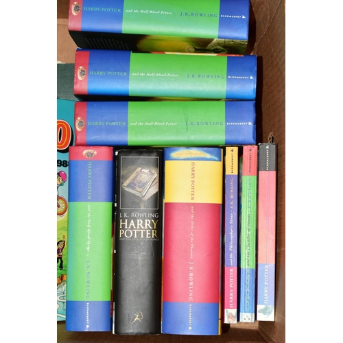 435 - A BOX OF BOOKS to include Harry Potter titles in softback and hardback including duplicates (twelve ... 