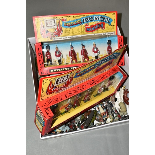 439 - TWO BOXED BRITAINS SOLDIER SETS, No.7225, complete but have damage to boxes, with a quantity of Brit... 