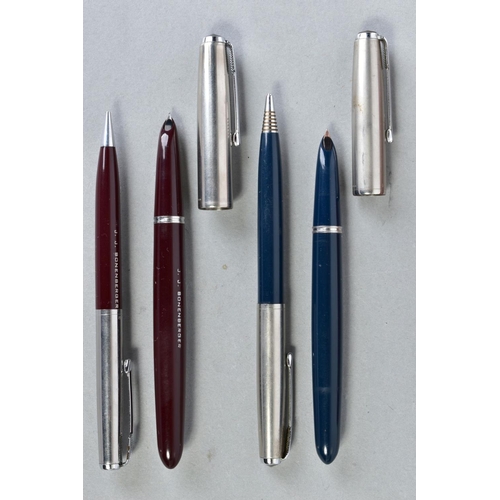 44 - TWO BOXED PARKER 51 PEN SETS including a burgundy 51 Special set both engraved and a Blue set with L... 