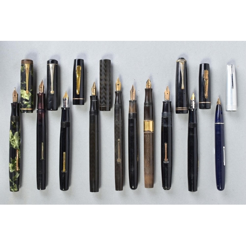 5 - TEN VINTAGE FOUNTAIN PENS including four Watermans a 503 (no cap) with a 14ct W2A nib, a 52 1/2 with... 