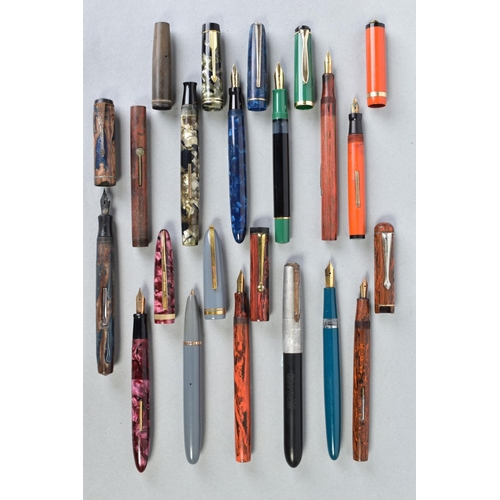 7 - THIRTEEN VINTAGE FOUNTAIN PENS AND A MODERN PELIKAN (that appears uninked) including a Stylomine 303... 