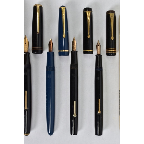 77 - A SELECTION OF PENS, to include a Conway pen with marble effect casing, a Waterman's pen with marble... 