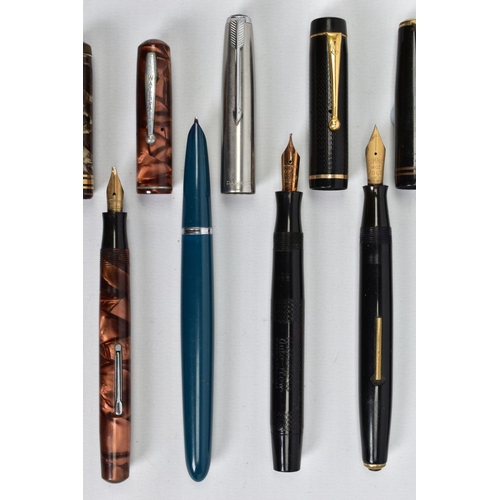 77 - A SELECTION OF PENS, to include a Conway pen with marble effect casing, a Waterman's pen with marble... 