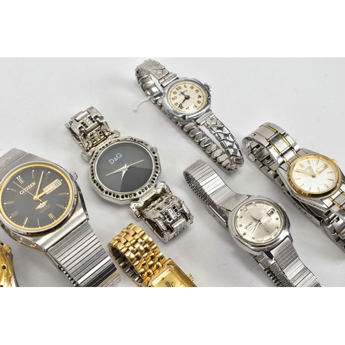 92 - A SMALL BOX OF WATCHES, to include two Seiko wristwatches, a Sekonda, a Ckitizen automatic etc