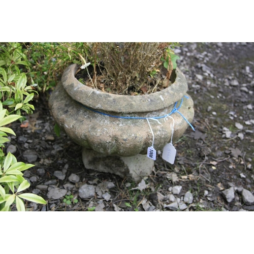 1008 - TWO COMPOSITE GARDEN PLANTERS one in the form of an urn with fluted detailing, diameter 40cm x heigh... 