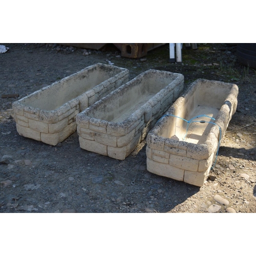 1033 - THREE MATCHING RECTANGULAR BRICK EFFECT COTSWOLD STUDIO PLANTERS, engraved 'Cotswold Studio Ltd', wi... 