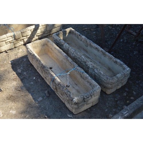 1034 - TWO MATCHING RECTANGULAR BRICK EFFECT COTSWOLD STUDIO PLANTERS, engraved 'Cotswold Studios Ltd', wid... 