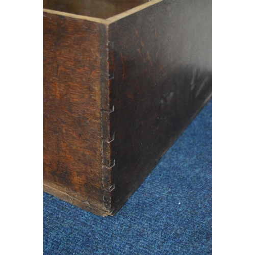 1205 - AN OAK PERIOD BLANKET BOX with later adaptations including hinges, width 98cm x depth 46cm x height ... 