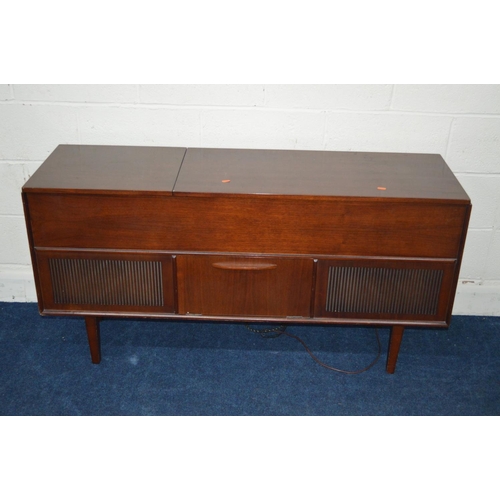 1221 - A MAHOGANY CASED DYNATRON with Garrard turntable, width 136cm (PAT test failed due to plug and cable... 