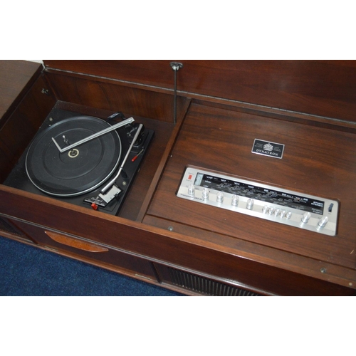 1221 - A MAHOGANY CASED DYNATRON with Garrard turntable, width 136cm (PAT test failed due to plug and cable... 