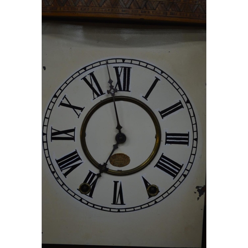 1231 - A LATE 19TH CENTURY WALNUT AND TUNBRIDGE WARE INLAID WALL CLOCK, height 91cm