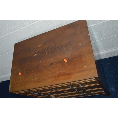 1235 - A REPRODUCTION YEW WOOD CHEST OF TWO SHORT AND THREE LONG DRAWERS with brushing slide on bracket fee... 