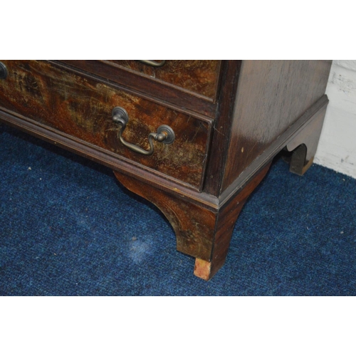 1236 - A SMALL MODERN WALNUT CHEST OF THREE DRAWERS on bracket feet, width 53cm x depth 39cm x height 49cm ... 