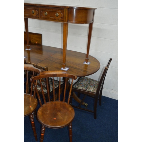 1238 - A MODERN MAHOGANY TWIN PEDESTAL TABLE, an additional leaf, together with a sideboard and six various... 