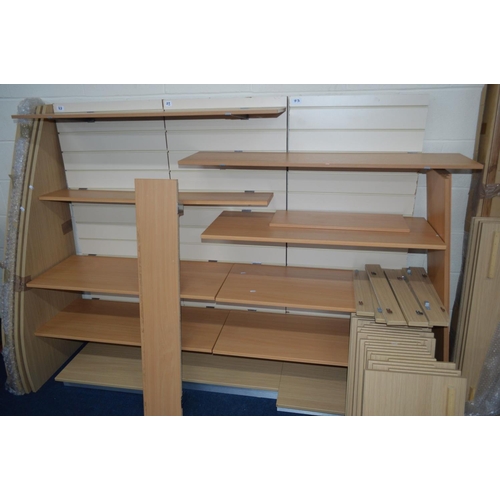 1247 - A QUANTITY OF SHOP FITTINGS SHELVES, of various sizes and styles