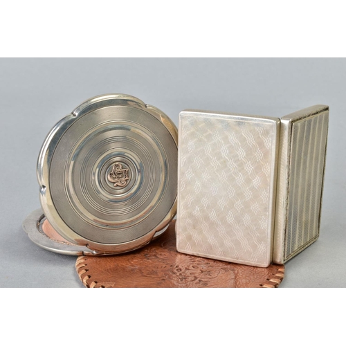 130 - A RECTANGULAR CONTINENTAL SILVER (900) SNUFF BOX, engine turned decoration, gilt interior, stamped 9... 