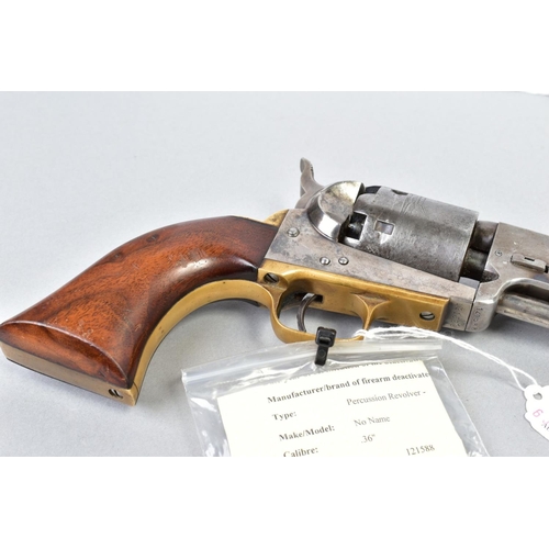 141 - A .36'' REPRODUCTION COPY OF A COLT NAVY REVOLVER bearing the serial number 121588, it is in good co... 