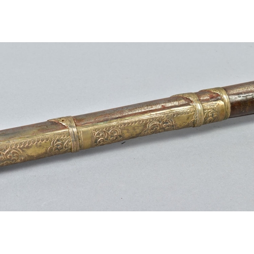 142 - AN ANTIQUE ARAB FLINTLOCK MUZZLE LOADING MUSKET, with decorative bone and mother of pearl inlays to ... 