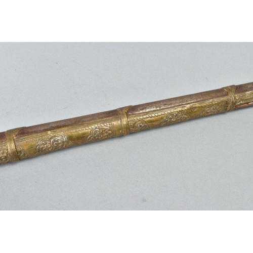 142 - AN ANTIQUE ARAB FLINTLOCK MUZZLE LOADING MUSKET, with decorative bone and mother of pearl inlays to ... 