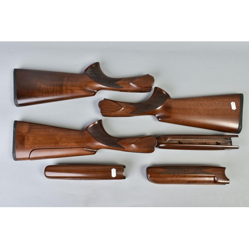 143 - THREE TURKISH ATA STOCKS AND FORENDS FOR OVER AND UNDER 12 GAUGE SHOTGUNS, they appear new