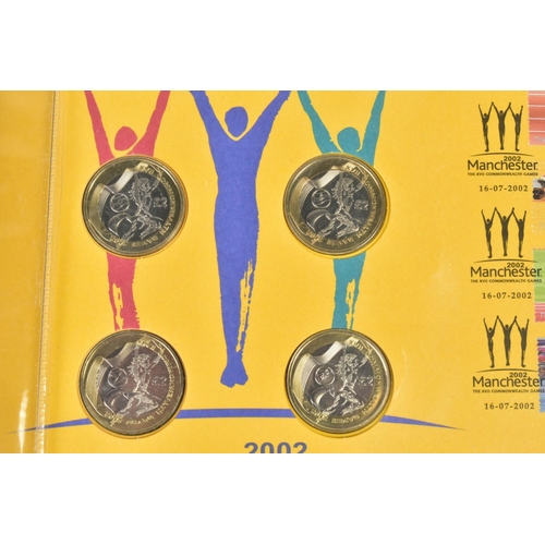 156 - 2002 MANCHESTER COMMONWEALTH GAMES TWO POUND COINS,  an philatelic set of four two pound coins, the ... 