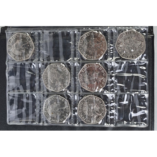 157 - A PLASTIC BOX WITH MIXED COINS to include a wallet of sixteen current 50p coins and a silver sceat e... 