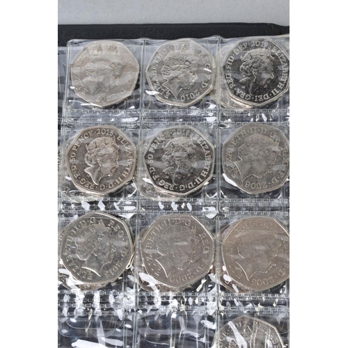 157 - A PLASTIC BOX WITH MIXED COINS to include a wallet of sixteen current 50p coins and a silver sceat e... 