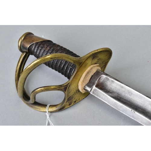 162 - A LATE 19TH CENTURY/EARLY 20TH CENTURY INFANTRY/CAVALRY OFFICERS SWORD, curved blade approximate 90c... 